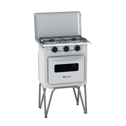 Imagem de Fogão Portátil 2 Bocas Venax Gemini com Tampa de Metal  Gás GLP Branco