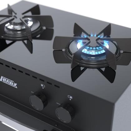 Imagem de Fogão Portátil 2 Bocas Venax Mini Cook Gas Glp Preto Fosco