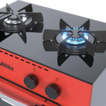 Imagem de Fogão Portátil 2 Bocas Venax Mini Cook Gas Glp Vermelho