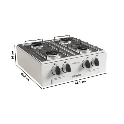 Imagem de Fogão Portátil 4 Bocas Braslar Asiático com Mesa Inox Branco