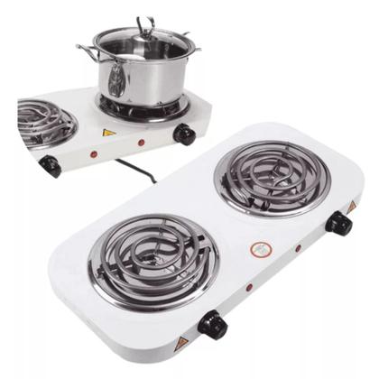 Imagem de Fogão Portátil Elétrico 220v 2 Bocas Cozinha Viagem Mesa Churrasco Ar Livre Mala Maleta Camping - Fix