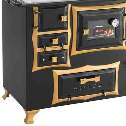 Imagem de Fogão Stylos Gabinete Nº 2 Preto e Moldura Dourada SE Fundição Global