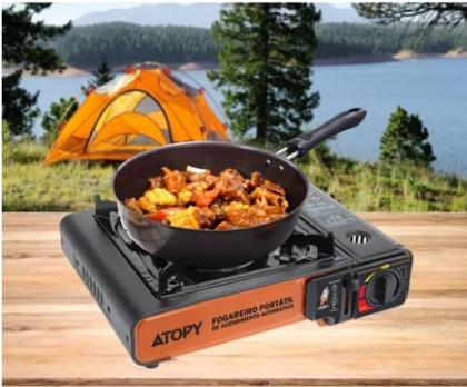 Imagem de Fogareiro A Gás Portátil Fogão Cooktop A Gas Acampamento camping