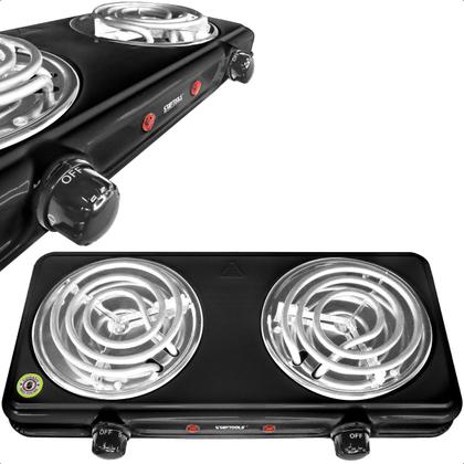 Imagem de Fogareiro Elétrico Portátil 2 Bocas 2000W 220V com Controle de Temperatura de 80C a 500C