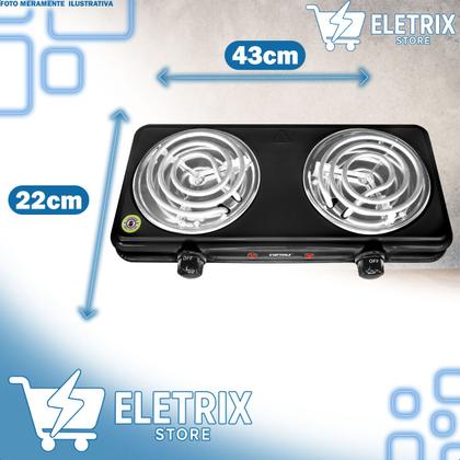 Imagem de Fogareiro Elétrico Portátil 2 Bocas 2000W 220V com Controle de Temperatura de 80C a 500C