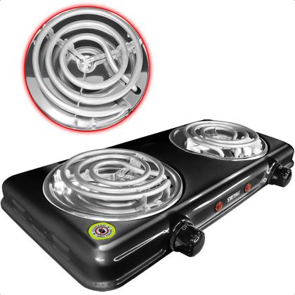 Imagem de Fogareiro Elétrico Portátil 2 Bocas 2000W 220V com Controle de Temperatura de 80C a 500C