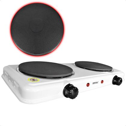 Imagem de Fogareiro Fogão Cook Top Duas Bocas 127v Chapa Elétrico Portátil 2000w Com Maçarico Automático Isqueiro A Gás