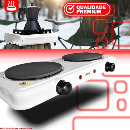 Imagem de Fogareiro Fogão Cook Top Duas Bocas 127v Chapa Elétrico Portátil 2000w Com Maçarico Automático Isqueiro A Gás