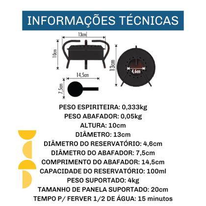 Imagem de Fogareiro Fogão Portátil Espiriteira A Àlcool Camping Pesca