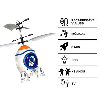 Imagem de Foguete Infantil Com Sensor Luz Mini Recarregável Voa
