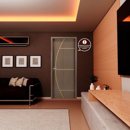 Imagem de Folha de Porta Madeira Decorada 210x90cm Espessura 3,5cm Gaúcha MGM Marrom/Carvalho Quebec