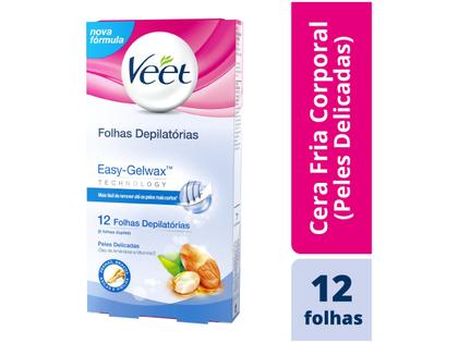 Imagem de Folha Depilatória Veet Peles Delicadas - Óleo de Amêndoas e Vitamina E Corporal 12 Folhas