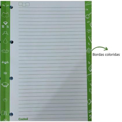 Imagem de Folha p/ Fichário Bloco c/ 96 folhas 200x275mm 4 Furos Colorido - Credeal