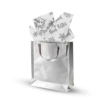 Imagem de Folha Papel De Seda 30x70 300un Estampa Natalina Boas Festas Cor:Prata