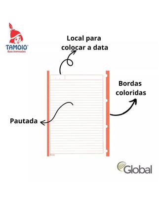 Imagem de Folha Para Fichário Colorida Kit 2 Refil 4 Furos 400 Folhas