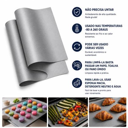 Imagem de Folha Teflon Macarons 60x40 Silver Premium
