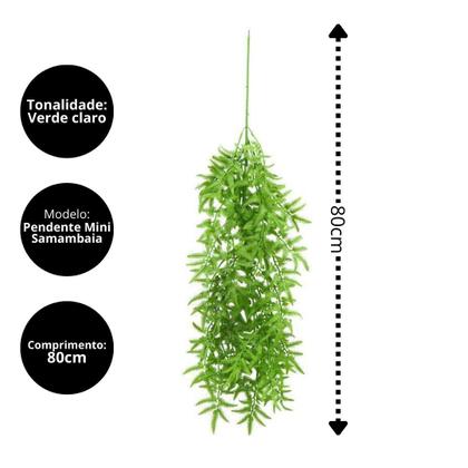Imagem de Folhagem Pendente Artificial Mini Samambaia Verde 80cm - MC Flores