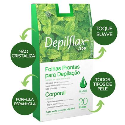 Imagem de Folhas Prontas Cera Depilatória Facial Corporal 20 Folhas - Depilflax