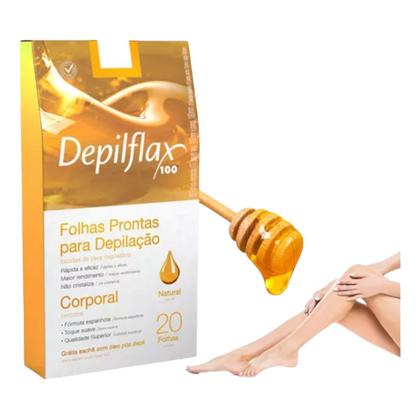 Imagem de Folhas Prontas Corporais Depilação Cera Depilflax Natural 20 Unid.