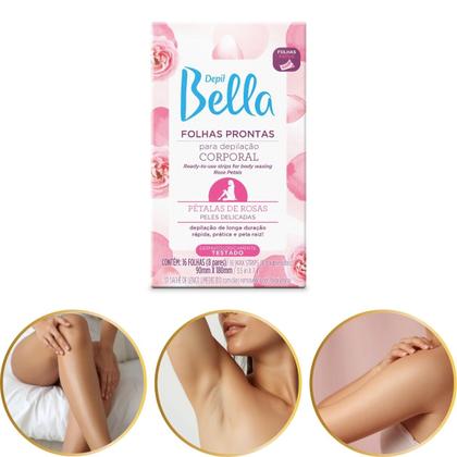 Imagem de Folhas Prontas Depil Bella Para Depilação Corporal Pétalas de Rosas 16 Un