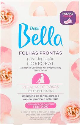 Imagem de Folhas Prontas para Depilação Corporal Depil Bella Pétalas de Rosas 16 folhas