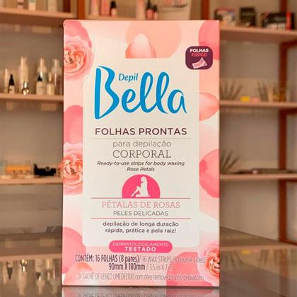 Imagem de Folhas Prontas para Depilação Corporal Depil Bella Pétalas de Rosas para Peles Delicadas 16 Unidades