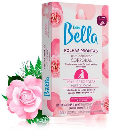 Imagem de Folhas Prontas para Depilação Corporal Depil Bella Pétalas de Rosas para Peles Delicadas 16 Unidades