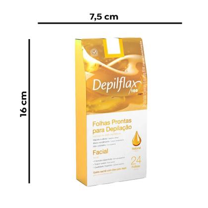 Imagem de Folhas Prontas para Depilação Facial Depilflax Natural 24 un