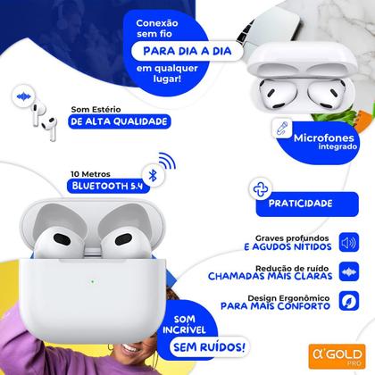 Imagem de Fone 3geração A Gold BT10 Compatível com Android E Ios