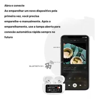 Imagem de Fone Bluetooth Com Tela Lcd Touch Cancelamento De Ruído