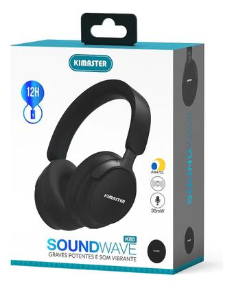 Imagem de Fone Bluetooth Headfone Wireless Sound Wave K80 Preto Kimaster