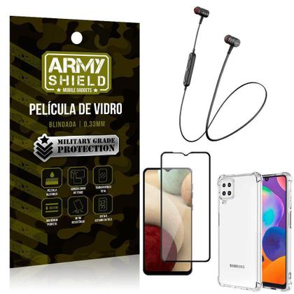 Imagem de Fone Bluetooth Hs615 Samsung A12+Capa Anti Shock+Película 3D