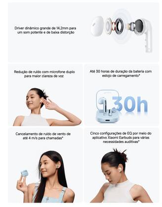 Imagem de Fone Bluetooth Xiaomi Redmi Buds 6 Active 38h de bateria Redução de Ruídos Graves Reforçados Qualidade de Som Imersiva