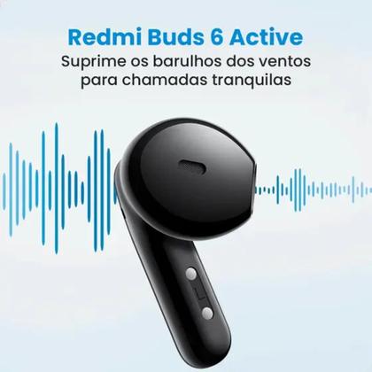 Imagem de Fone Bluetooth Xiaomi Redmi Buds 6 Active Som Estéreo, Bluetooth 5.4, ENC, 30h Bateria, IPX4 Preto