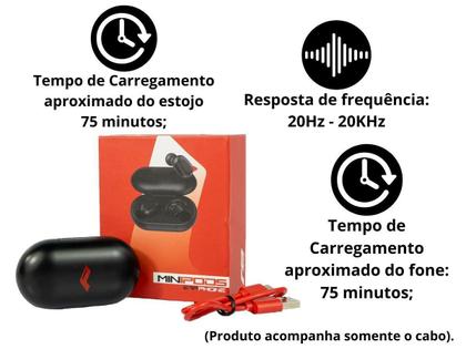 Imagem de Fone De Ouvido Bluetooth 5.0 Sem Fio R8 Minipods Preto Original Intra Auricular com Microfone Para Celular Notebook