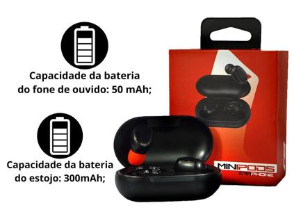 Imagem de Fone De Ouvido Bluetooth 5.0 Sem Fio R8 Minipods Preto Original Intra Auricular com Microfone Para Celular Notebook