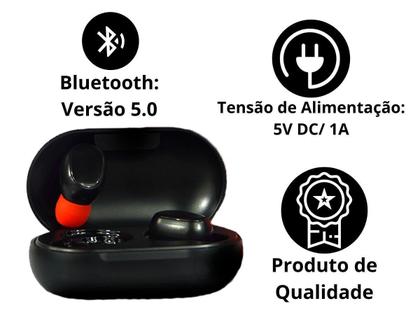 Imagem de Fone De Ouvido Bluetooth 5.0 Sem Fio R8 Minipods Preto Original Intra Auricular com Microfone Para Celular Notebook