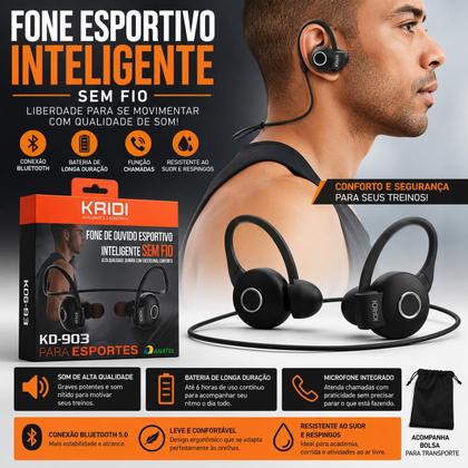 Imagem de Fone De Ouvido Bluetooth 5.3 Sem Fio Sport Acadêmia Bike Corrida Kd-903 - Kaidi