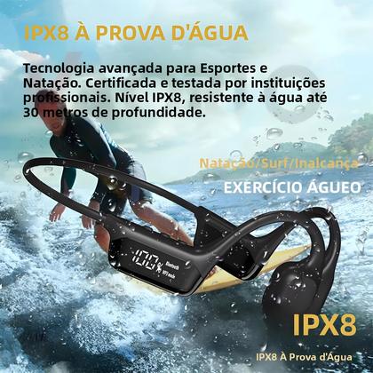 Imagem de Fone De Ouvido Bluetooth 5.4 À Prova d'Água S10 Com Condução Óssea, Reprodutor MP3 De 32GB E Display