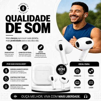Imagem de Fone de Ouvido Bluetooth 5.4 TWS Sem Fio com Microfone e Redução de Ruído para Celular