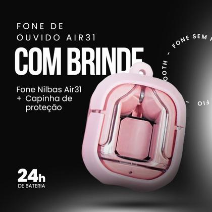Imagem de Fone de ouvido Bluetooth Air31 Nilbas HiFi com Cancelamento de ruído ENC, sem fio, LED, IPX4, 20h bateria  estilo futurista e som premium confortável