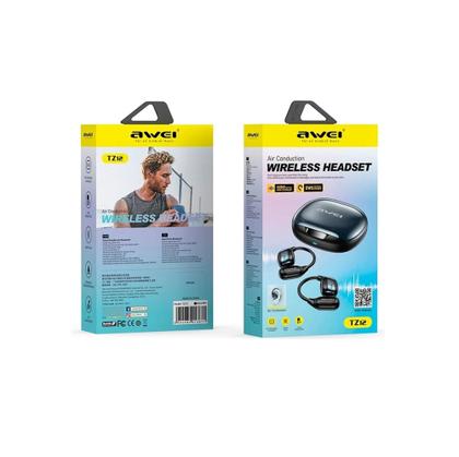 Imagem de Fone De Ouvido Bluetooth AWEI TZ12 Esportivo Sem Fio Corrida, caminhada, 8h de músicas Preto