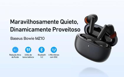 Imagem de Fone de Ouvido Bluetooth Baseus Bowie MZ10 com ANC Cancelamento de ruído ativo, Multiponto, App Personalizável e 20h de Bateria