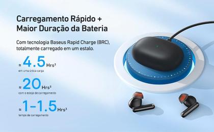 Imagem de Fone de Ouvido Bluetooth Baseus Bowie MZ10 com ANC Cancelamento de ruído ativo, Multiponto, App Personalizável e 20h de Bateria