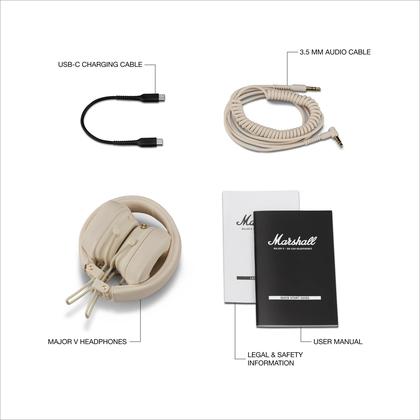 Fone de ouvido Bluetooth Marshall Major V On-Ear Cream Color