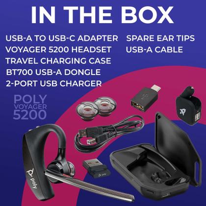 Fone de ouvido Bluetooth Plantronics Poly Voyager 5200 UC - Global