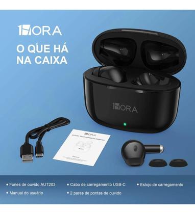 Imagem de Fone de ouvido Bluetooth Sem Fio 1HORA AUT203 TWS F25 Som Áudio com Tecnologia Android IOS Celular Tablet Notebook Bateria Prolongada