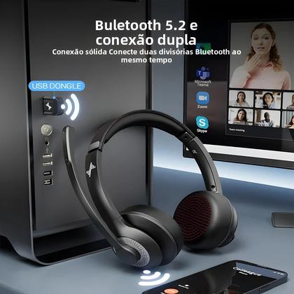 Imagem de Fone De Ouvido Bluetooth Sem Fio Atualizado JIAMQISHI EH02 Com Dongle USB E Microfone Com