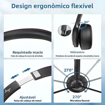 Imagem de Fone De Ouvido Bluetooth Sem Fio Atualizado JIAMQISHI EH02 Com Dongle USB E Microfone Com