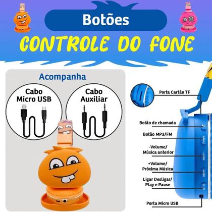 Imagem de Fone de Ouvido Bluetooth sem fio infantil Headphone monstrinhos para crianças 